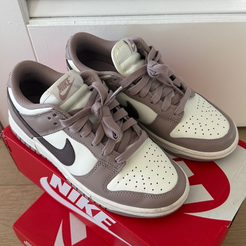 Nike Dunk Low Women's Sneakers in Sail and Plum - Picture 6 of 10